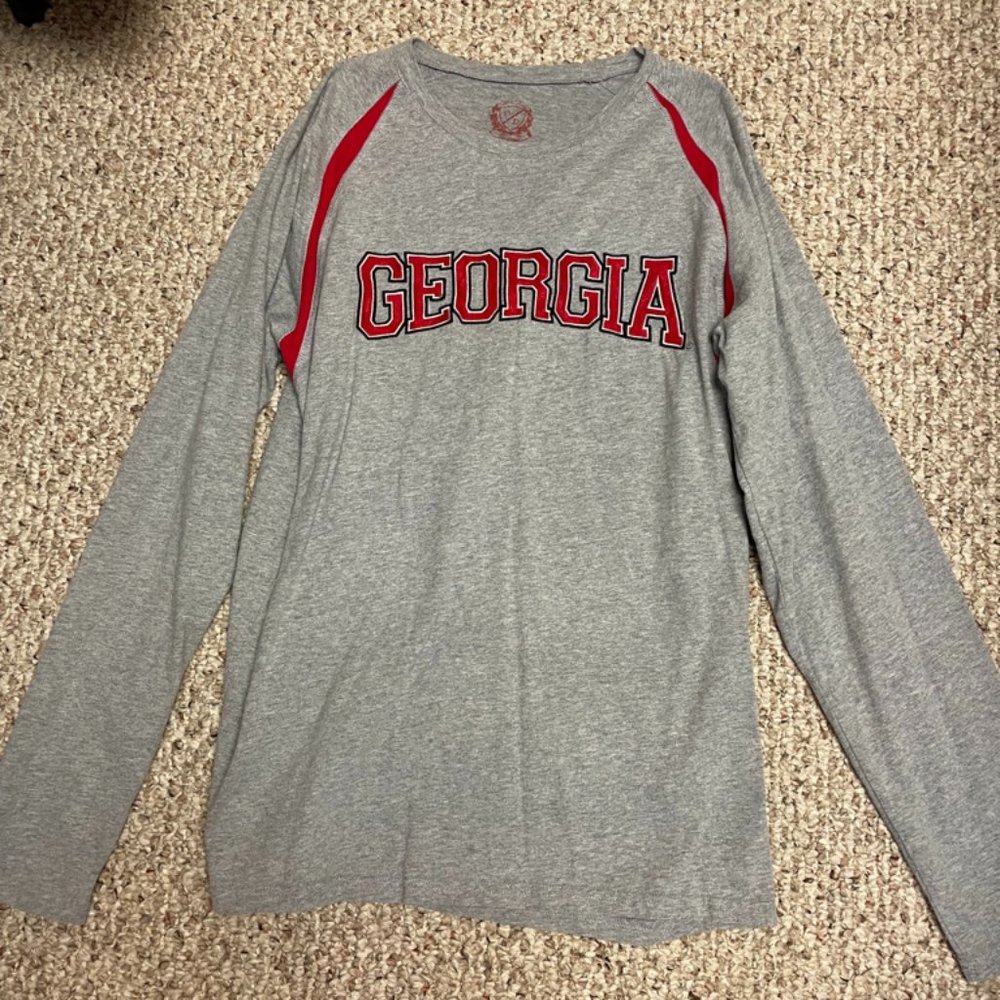 Georgia Bulldogs Grey and Red Thick Long-Sleeve T-shirt